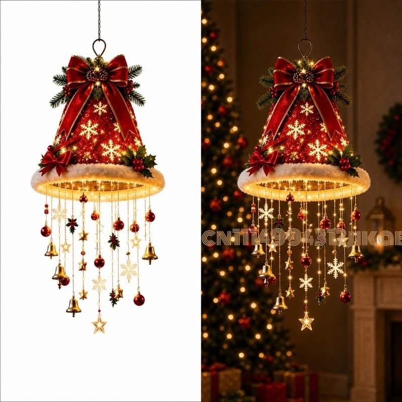 Lighted Santa Hat Hanging Chan - Lighting Christmas Decor 评论和价格