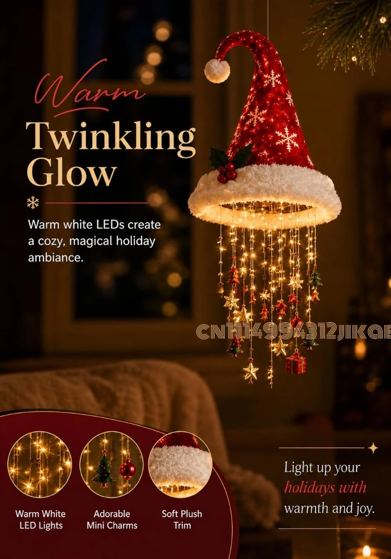Lighted Santa Hat Hanging Chan - Lighting Christmas Decor 评论和价格