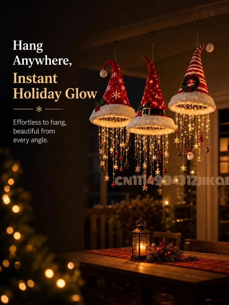 Lighted Santa Hat Hanging Chan - Lighting Christmas Decor 评论和价格
