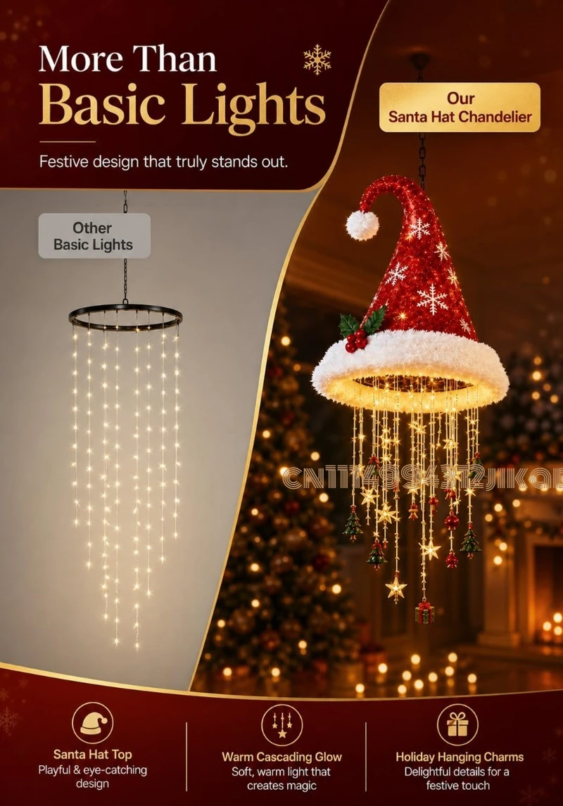 Lighted Santa Hat Hanging Chan - Lighting Christmas Decor 评论和价格