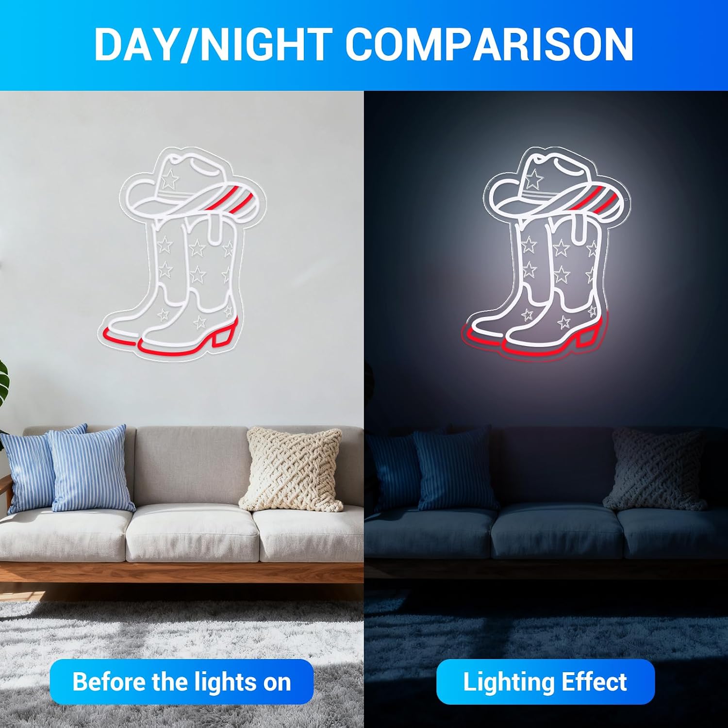 Cowboy Boots and Hat LED Neon  - Lighting Decoration Ideas 评论和价格