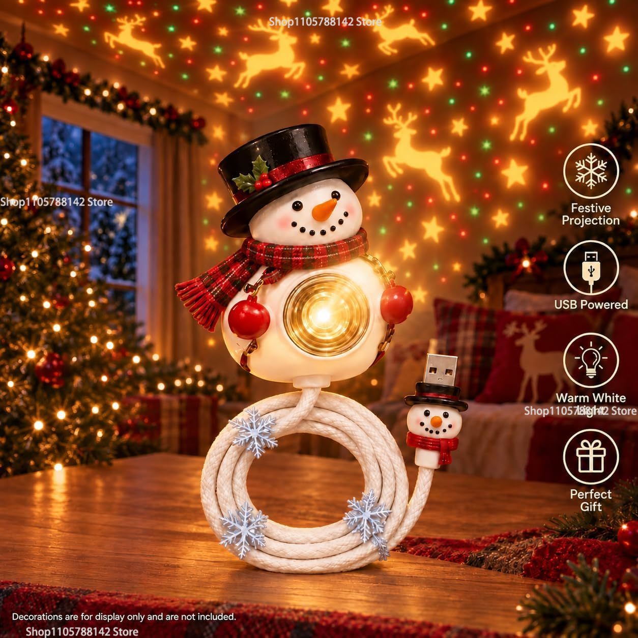 Christmas Snowman USB Christma - Lighting Christmas Decor 评论和价格